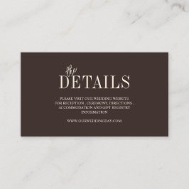 Cartão De Informações Casamento Minimalista Chocolate Preto Elegante