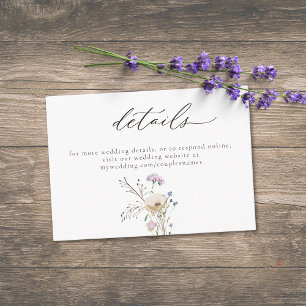 Cartão De Informações Casamento Minimalista com Aquarela de Flor Silvest