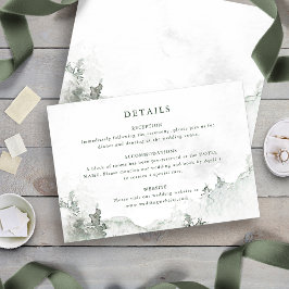 Cartão De Informações Casamento Minimalista com Detalhes da Floresta