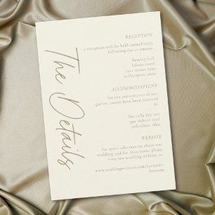 Cartão De Informações Casamento Minimalista Creme Marfim Elegante
