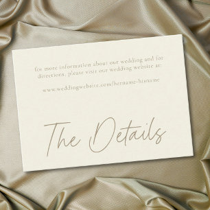 Cartão De Informações Casamento Minimalista Creme Marfim Elegante