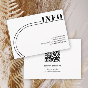 Cartão De Informações Casamento minimalista de arca branca preta e tipog