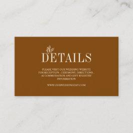 Cartão De Informações Casamento Minimalista de Chocolate Elegante