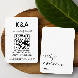Cartão De Informações Casamento Minimalista de Script Preto e Branco Mod