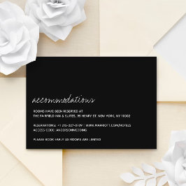 Cartão De Informações Casamento Minimalista de Script Preto e Branco Mod