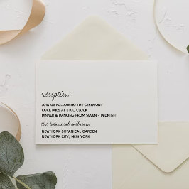 Cartão De Informações Casamento Minimalista de Script Preto e Branco Mod