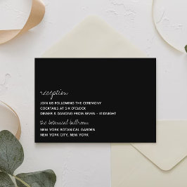Cartão De Informações Casamento Minimalista de Script Preto e Branco Mod