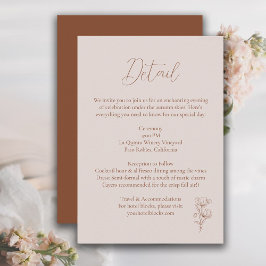 Cartão De Informações Casamento Minimalista de Terracotta Boho Botanical