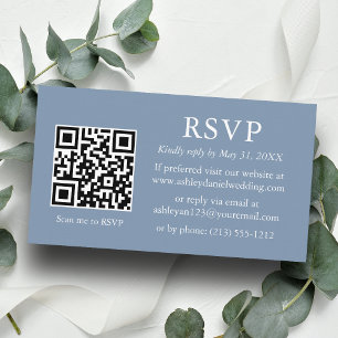Cartão De Informações Casamento Minimalista Dusty Blue RSVP