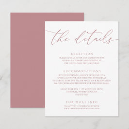 Cartão De Informações Casamento Minimalista Dusty Rosa Modern