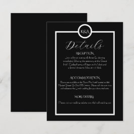 Cartão De Informações Casamento Minimalista Elegante Preto e Branco