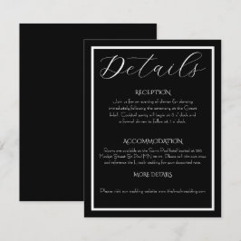 Cartão De Informações Casamento Minimalista Elegante Preto e Branco
