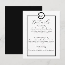 Cartão De Informações Casamento Minimalista Elegante Preto e Branco
