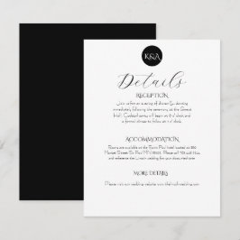 Cartão De Informações Casamento Minimalista Elegante Preto e Branco