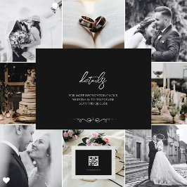 Cartão De Informações Casamento Minimalista Elegante Preto e Branco Simp