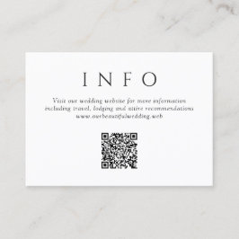 Cartão De Informações Casamento Minimalista em Preto e Branco com QR Cod