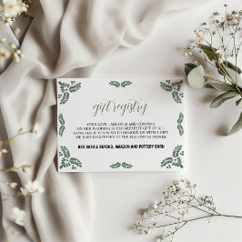 Cartão De Informações Casamento Minimalista Floral Verde Talavera Mexica