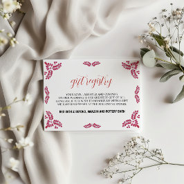 Cartão De Informações Casamento Minimalista Floral Vermelho Talavera Mex