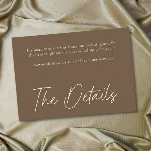 Cartão De Informações Casamento Minimalista Marrom Cacau Elegante
