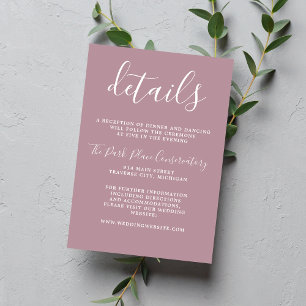 Cartão De Informações Casamento Minimalista Mauve Mauve da Simplicidade