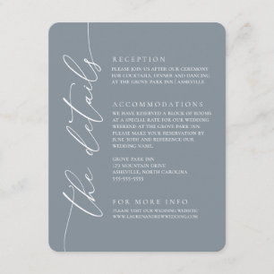 Cartão De Informações Casamento Minimalista Moderno Azul Empoeirado 2