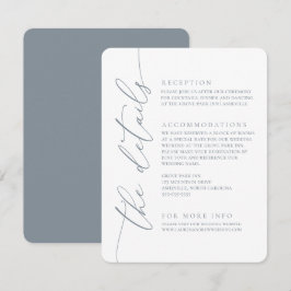 Cartão De Informações Casamento Minimalista Moderno Dusty Blue 2 Gabinet
