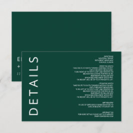 Cartão De Informações Casamento Minimalista Moderno Elegante Verde Elega
