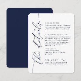 Cartão De Informações Casamento Minimalista Moderno marinho Azul 2