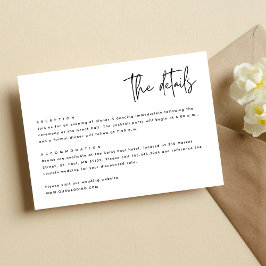 Cartão De Informações Casamento Minimalista Moderno Simples Preto e Bran