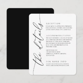 Cartão De Informações Casamento Minimalista Negro e Branco Moderno 2