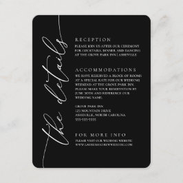 Cartão De Informações Casamento Minimalista Negro e Branco Moderno 2 Enc