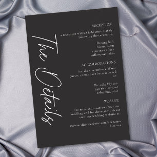 Cartão De Informações Casamento Minimalista Preto Carvão Elegante