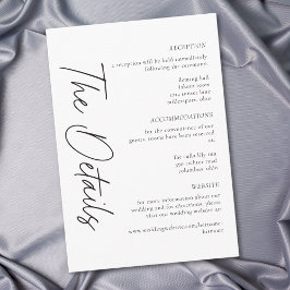 Cartão De Informações Casamento Minimalista Preto e Branco Elegante