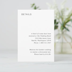 Cartão De Informações Casamento Minimalista Preto e Branco Elegante