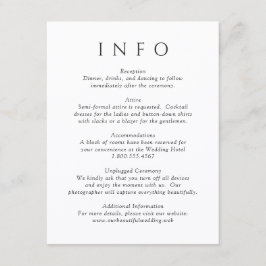 Cartão De Informações Casamento Minimalista Preto e Branco Moderno