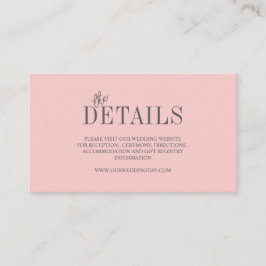 Cartão De Informações Casamento Minimalista Rosa Bege Elegante