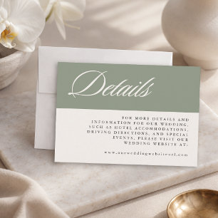 Cartão De Informações Casamento Minimalista Simples Verde Salvia