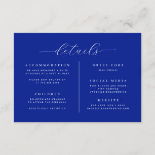 Cartão De Informações Casamento Minimalista Típico Azul Cobalto