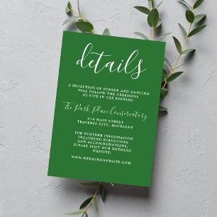 Cartão De Informações Casamento Minimalista Verde-Sombra Verdadeira Simp