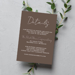 Cartão De Informações Casamento Mínimo de Cogumelo Simplicity 3 Script V