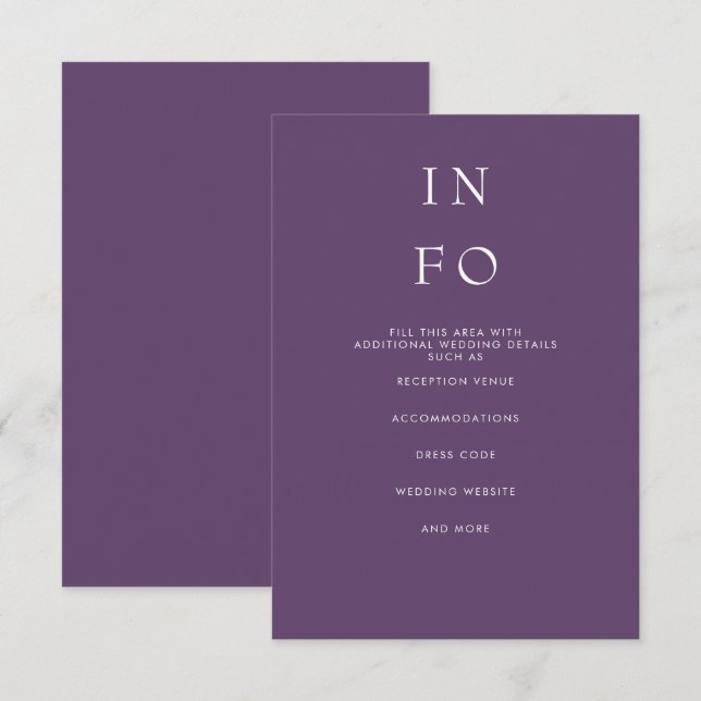 Cartão De Informações Casamento Mínimo Moderno e Simples (Frente/Verso)