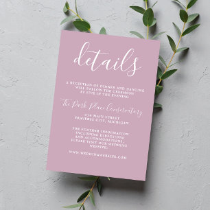 Cartão De Informações Casamento Mínimo Real Simplicidade 1 Wisteria Purp