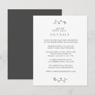 Cartão De Informações Casamento Mínimo Simples de Chic Moderno Botânico