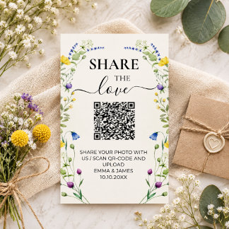 Cartão De Informações Casamento Modernista de Campo com Flor Silvestre B