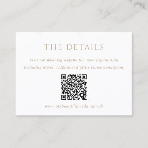 Cartão De Informações Casamento Moderno Clássico em Ouro Vintage com QR