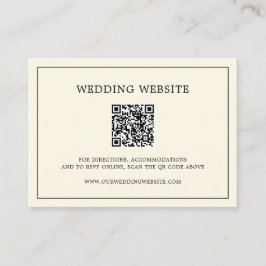 Cartão De Informações Casamento Moderno Código QR Monograma Amarelo Mant