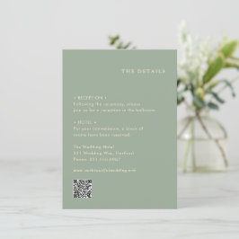 Cartão De Informações Casamento Moderno Código QR Simples Verde Sage