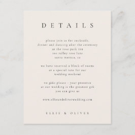 Cartão De Informações Casamento Moderno com Detalhes Elegantes Preto e B