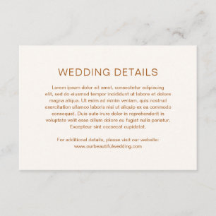 Cartão De Informações Casamento Moderno com Neutrais Terrenos de Chelsea