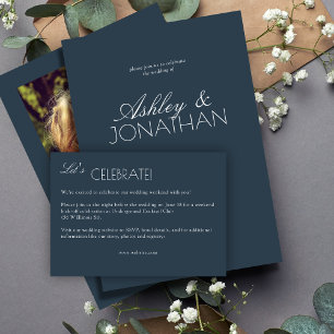 Cartão De Informações Casamento Moderno com Tipografia como Ponto Centra